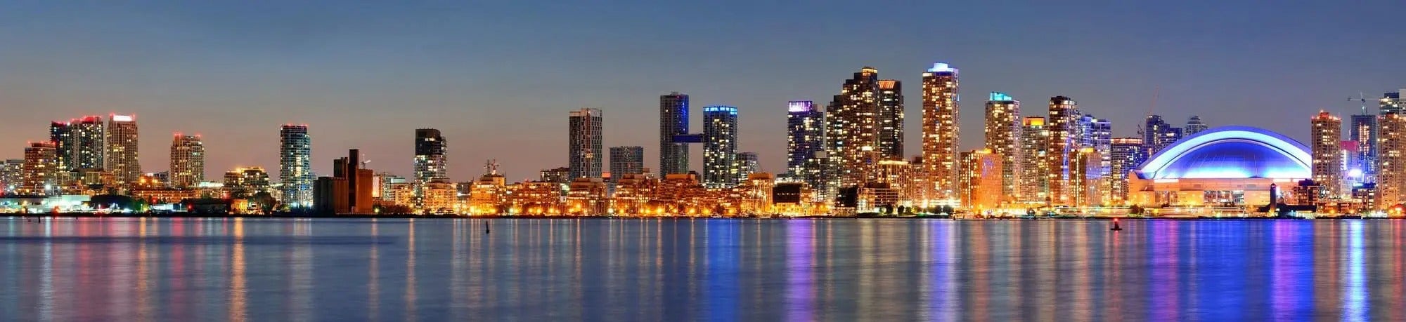 Toronto and Vaughan skyline at dusk